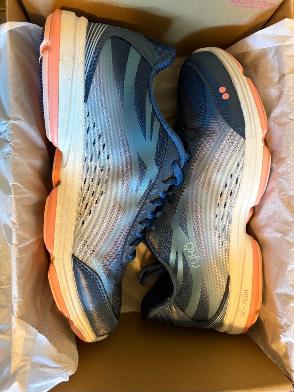 Ryka Women's Blue and Peach Athletic Running Sneakers